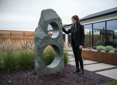 Premium Drilled Slate Hollolith 1200mm - Elegant Water Feature for Gardens and Outdoor Spaces