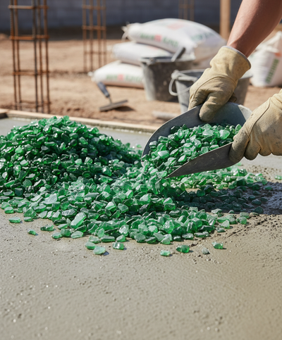 Premium Emerald Green Glass Chippings 10-20mm - Durable and Vibrant for Garden Decoration and Water Features