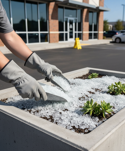 Premium Clear Glass Chippings 10-14mm for Garden Decoration and Landscaping - High-Quality Professional Grade for Industrial and Commercial Applica...