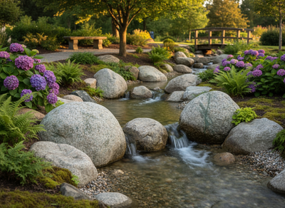 Premium Natural Granite and Welsh Quartz Boulders 350mm - 450mm for Landscaping and Decorative Features