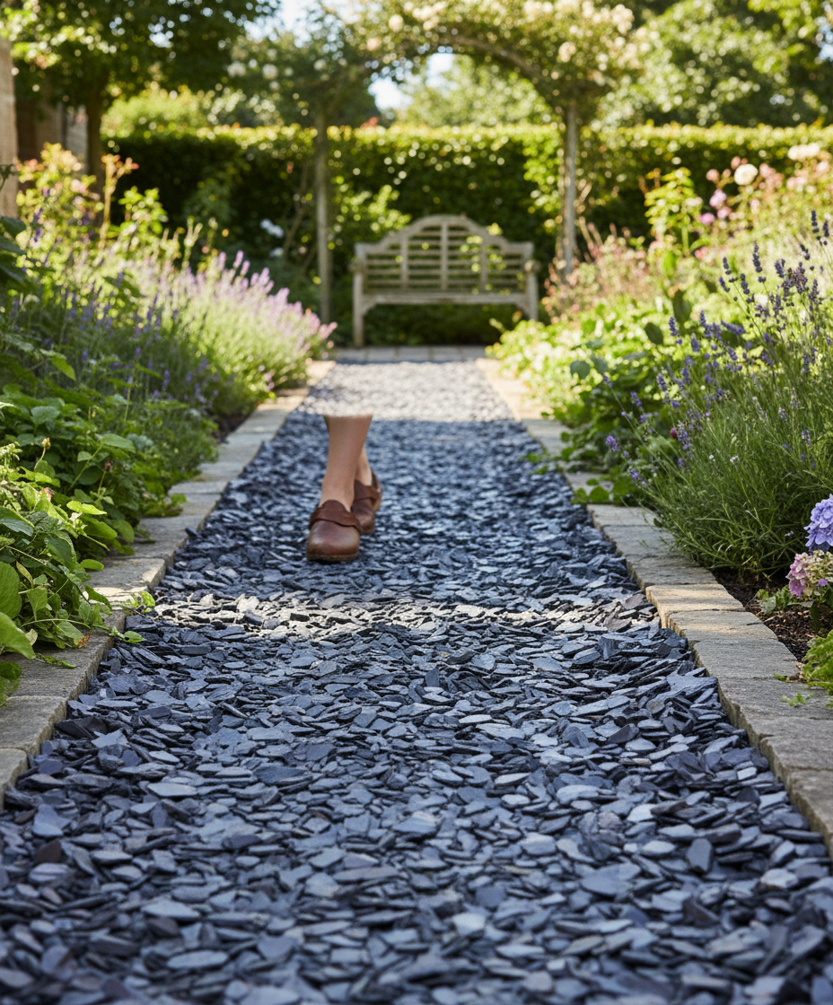 Premium 20mm Blue Slate Chippings for Decorative Landscaping and Pathways - High-Quality Professional Grade for Industrial and Commercial Applications
