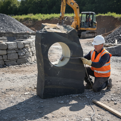 Premium 600mm Drilled Welsh Slate Hollolith for Outdoor Water Features - Grey, Plum, Green