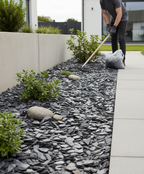 Premium 20mm Graphite Grey Slate Chippings - Natural Stone for Gardens, Ponds, and Mulching