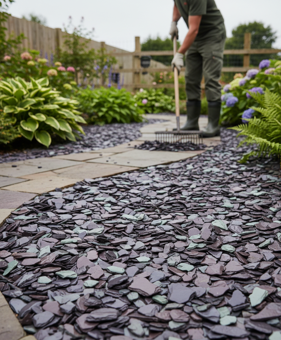 Premium Tumbled Slate Aggregates 20-40mm - Unique Welsh Slate Mix for Garden Paths and Water Features
