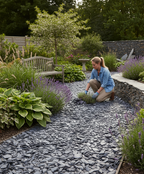 Premium 20mm Graphite Grey Slate Chippings - Natural Stone for Gardens, Ponds, and Mulching