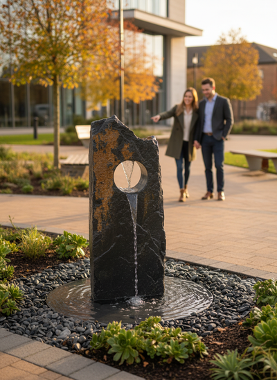 Premium Chunky Drilled Slate Monolith 900mm - Stunning Garden Centerpiece for Water Features and Decoration