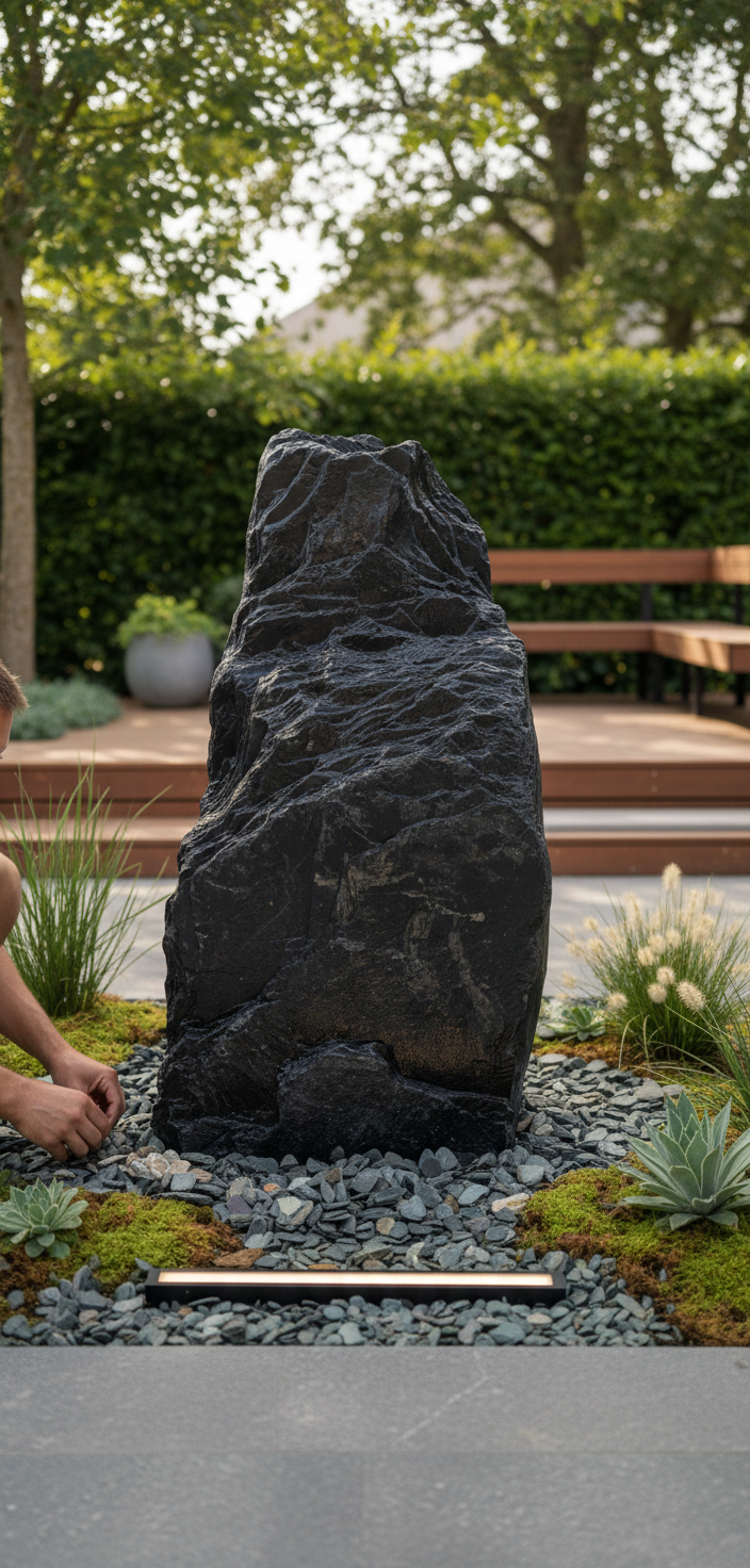 Premium 600mm Slate Monolith - Undrilled, Ideal for Outdoor Focal Points and Water Features
