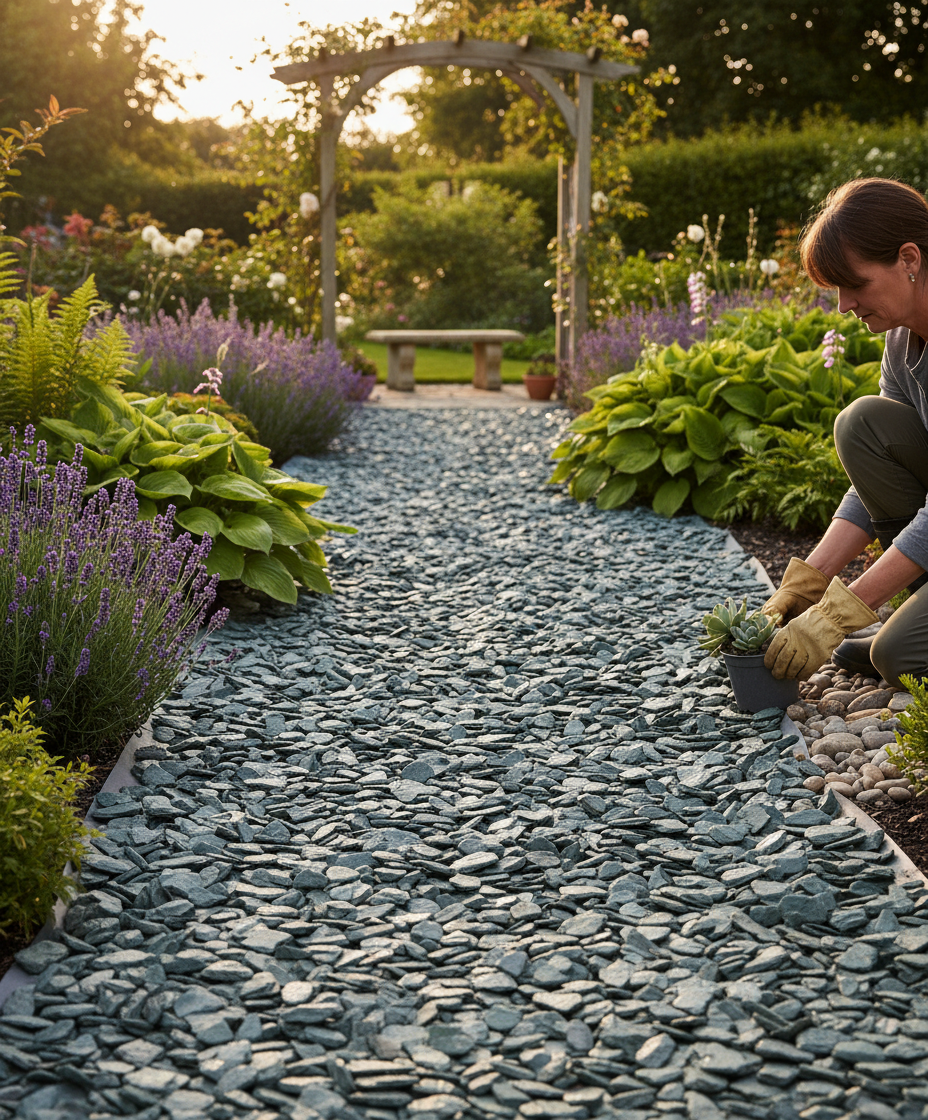 Premium Green Slate Chippings 40mm - Natural Shades for Ground Cover and Mulching