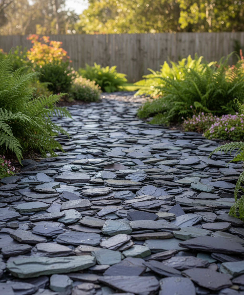 Premium 40mm Blue Slate Chippings for Garden Pathways and Decorative Ground Cover