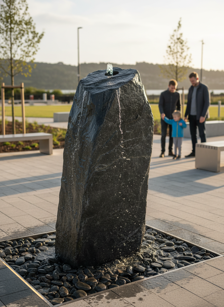 Premium Chunky Drilled Slate Monolith 900mm (3ft) for Gardens and Outdoor Spaces