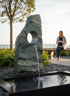 Premium Large Garden Hollolith 900mm - Decorative Stone with Water Feature and Grey Tones