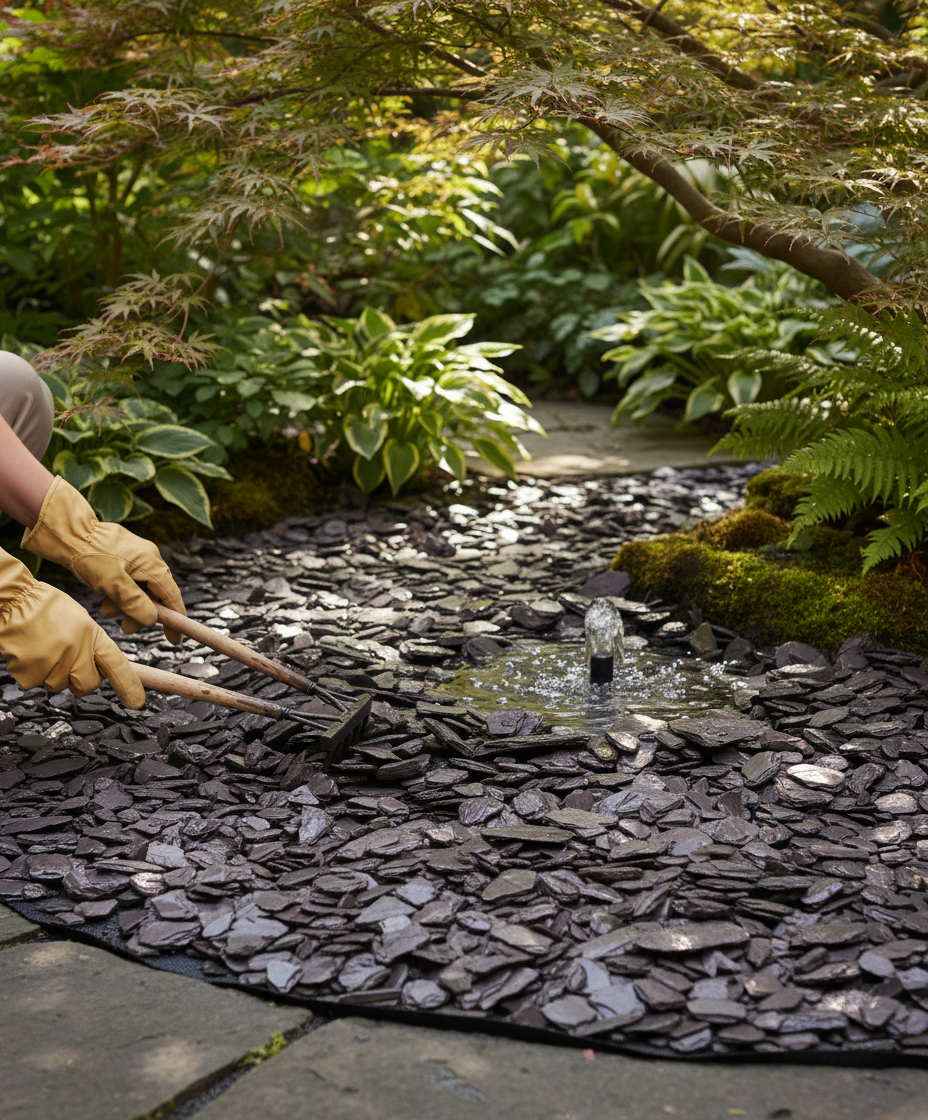 Premium Plum Slate Chippings 20mm - Decorative Aggregate for Pathways, Water Features, and Garden Borders