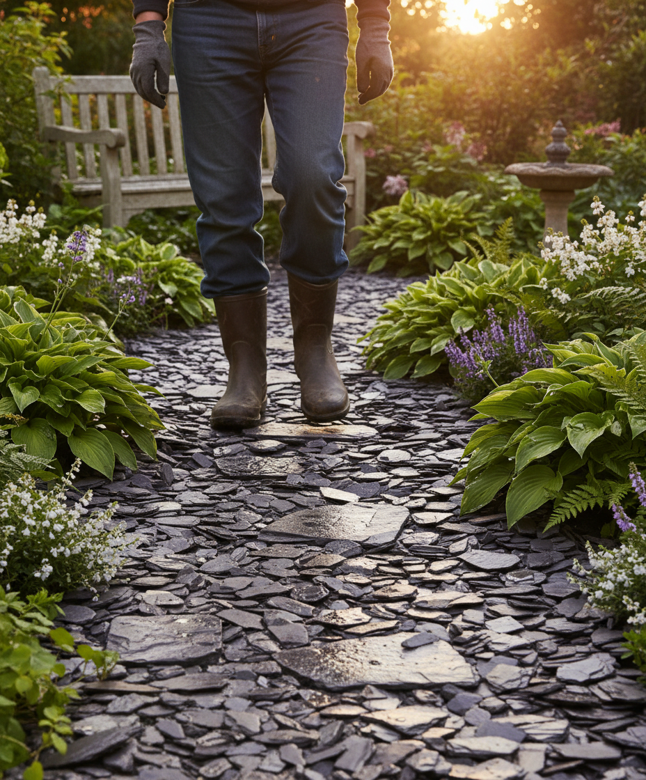 Premium Plum Slate Chippings 20mm - Decorative Aggregate for Pathways, Water Features, and Garden Borders