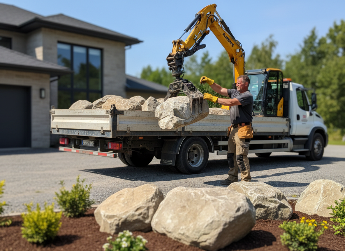 Premium Quartz and Granite Boulders 450-600mm for Natural Landscaping and Garden Features
