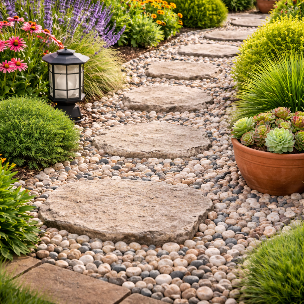 20mm Flamengo Marble Gravel Chippings â?? Pink, Peach & Grey Decorative Garden Stone for Paths, Driveways & Water Features (Bulk & Maxi Bags)