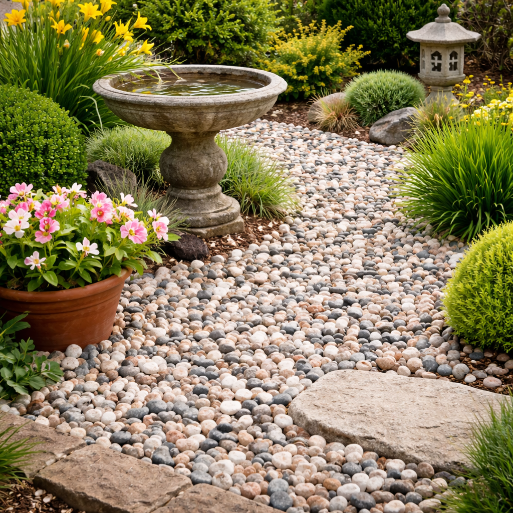 20mm Flamengo Marble Gravel Chippings â?? Pink, Peach & Grey Decorative Garden Stone for Paths, Driveways & Water Features (Bulk & Maxi Bags)