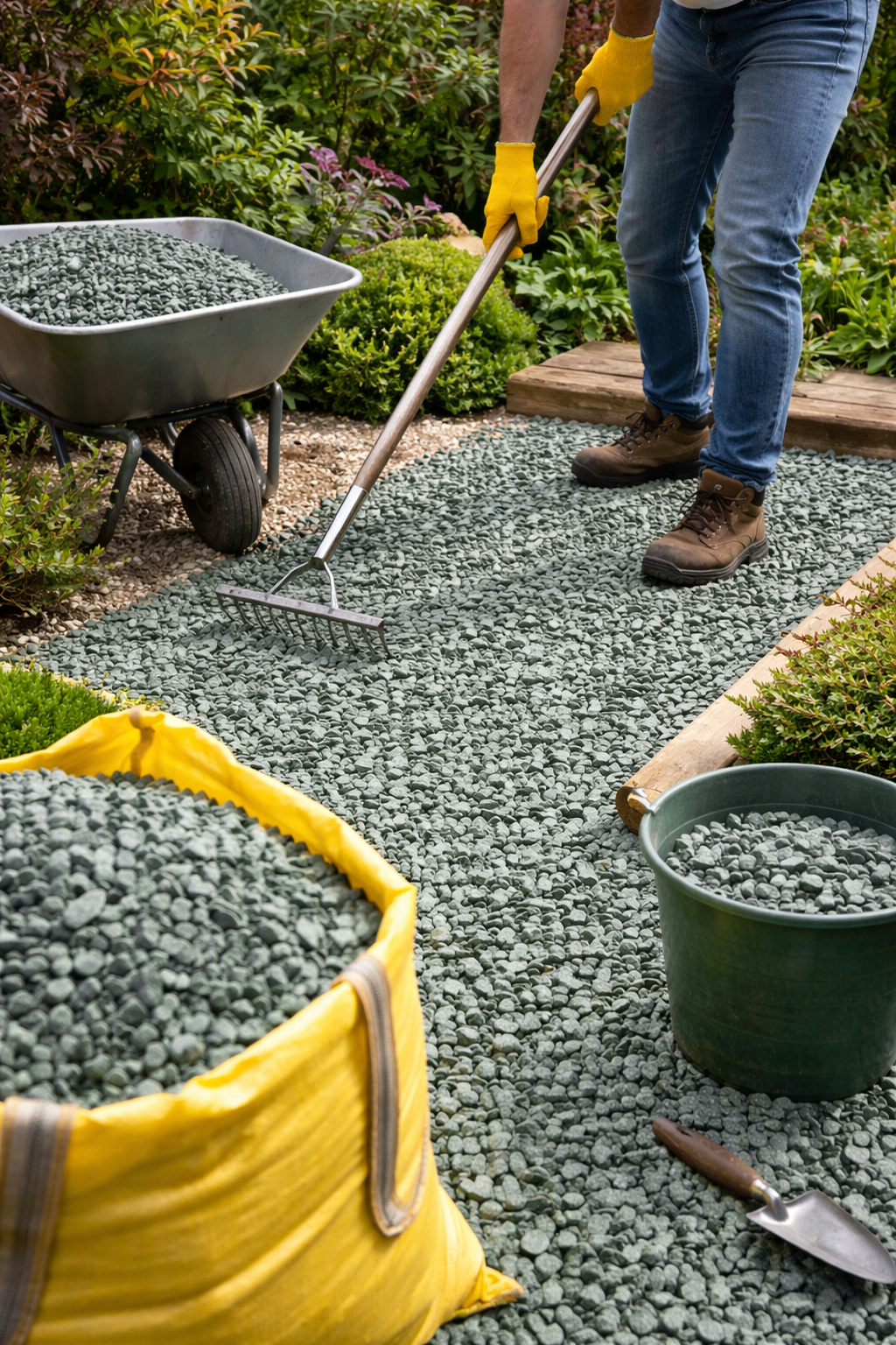 20mm Green Granite Chippings â?? Premium Welsh Green Gravel for Landscaping & Driveways